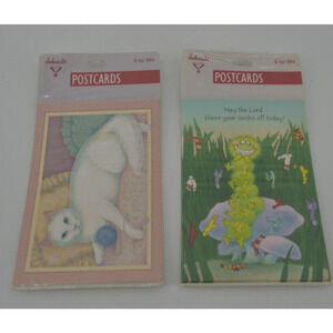 Ambassador Hallmark 12 Postcards 2 sets of 6 Cat Yarn Green